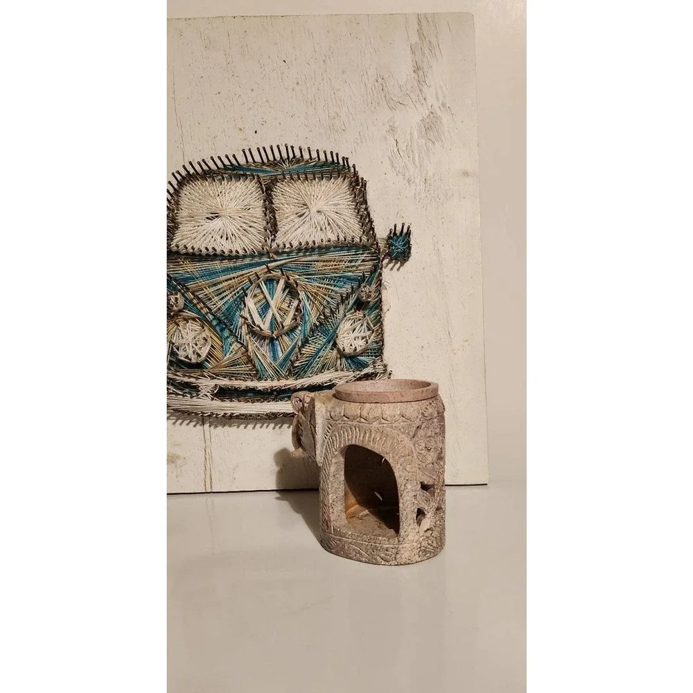 Elephant wax melt candle holder oil burner solid stone bohemian boho carved - Picture 10 of 12